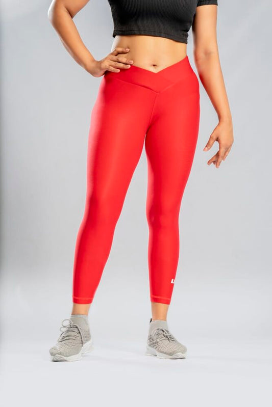 Unstoppable V Waist Legging - Red