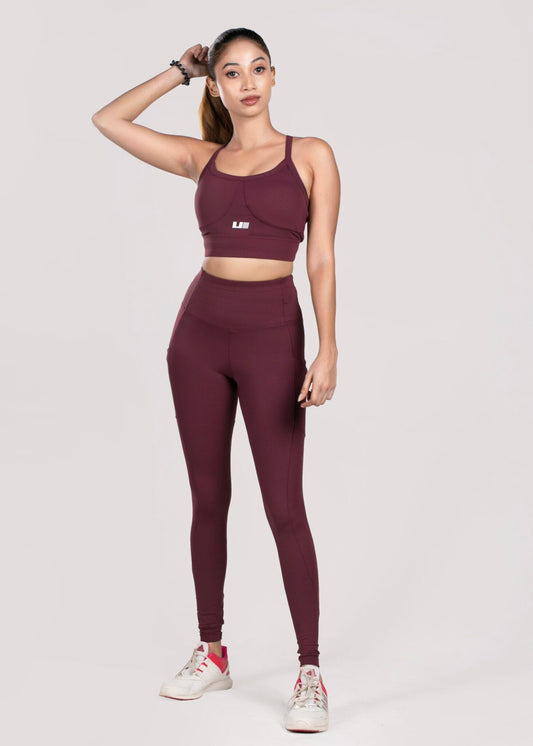 Apex high waist pocket leggings - Maroon