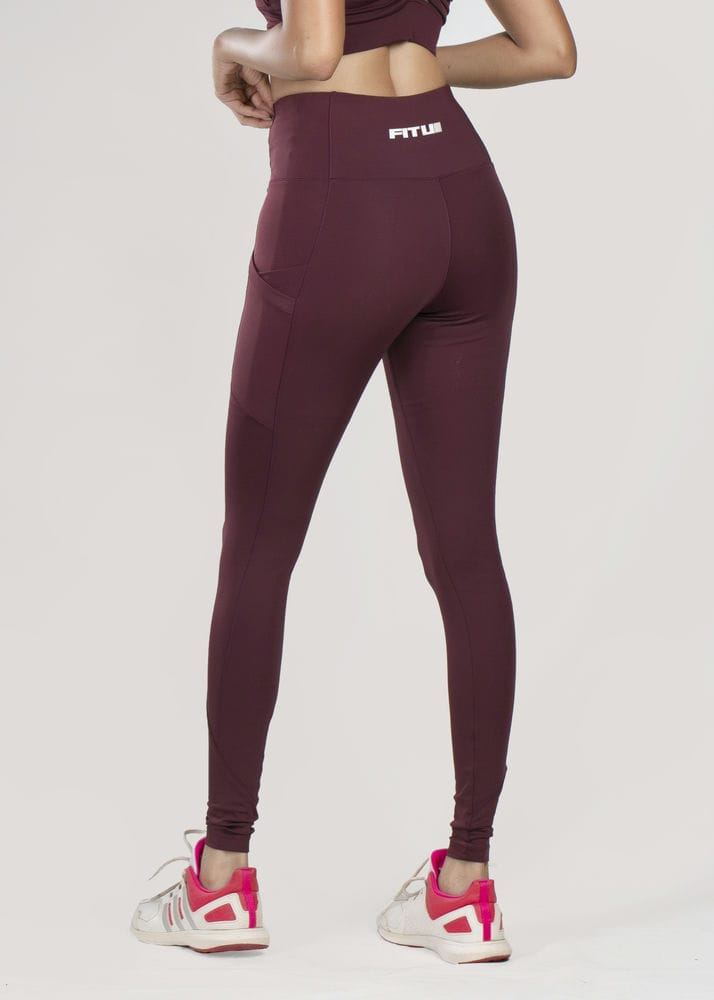 Apex high waist pocket leggings - Maroon