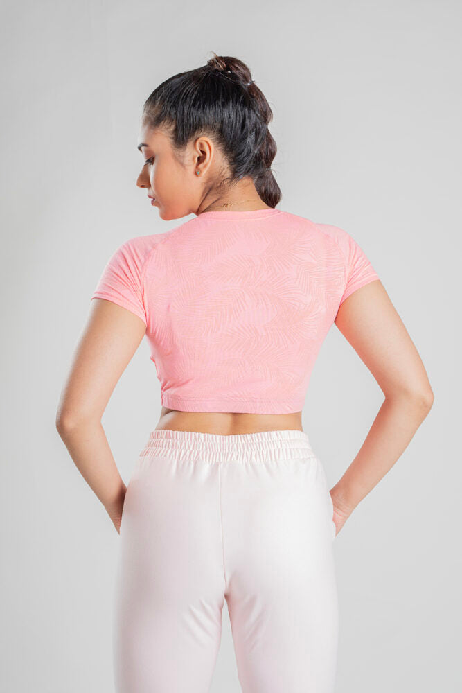 Contrast Crop top - Salmon Pink