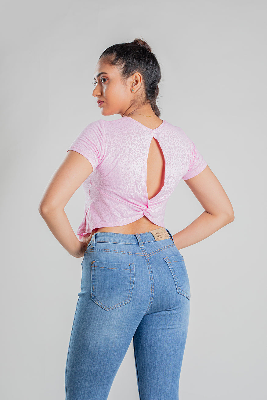 Rotation Knot Crop Top - Light pink