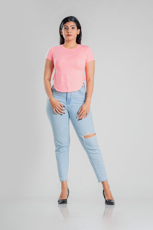 Rotation Knot Crop Top - Salmon Pink