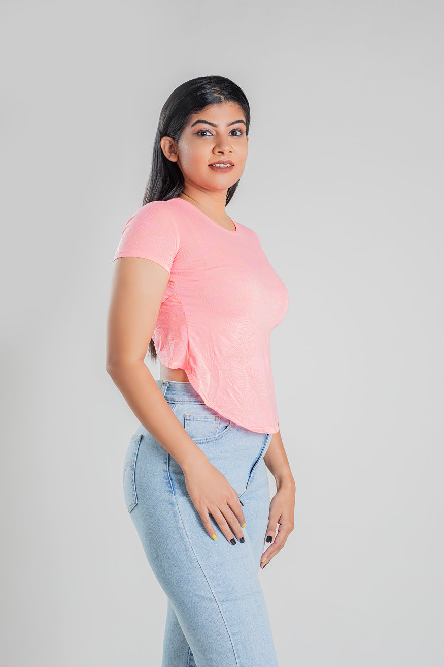 Rotation Knot Crop Top - Salmon Pink