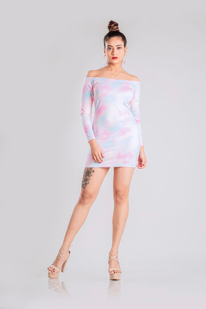 DRAPED MINI DRESS - COTTON CANDY