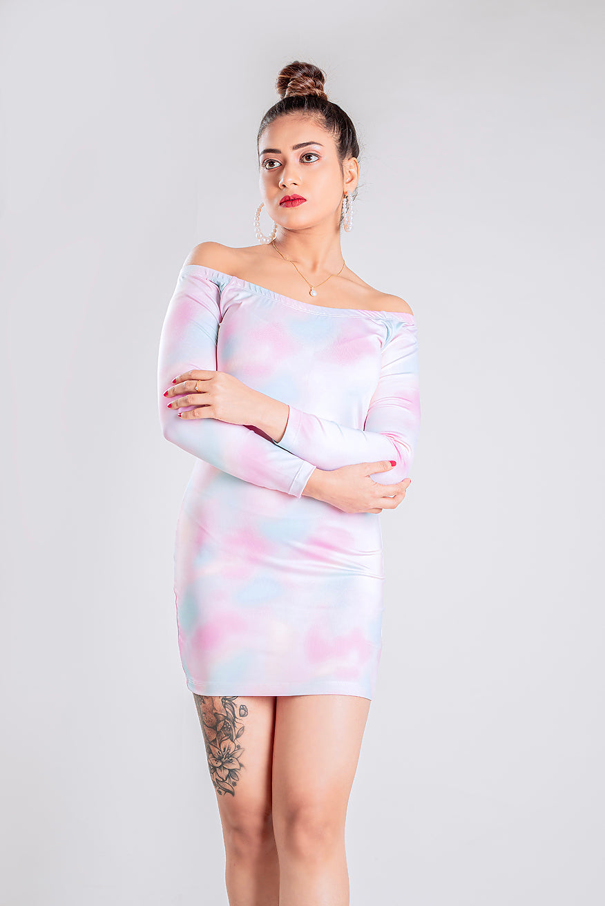 DRAPED MINI DRESS - COTTON CANDY