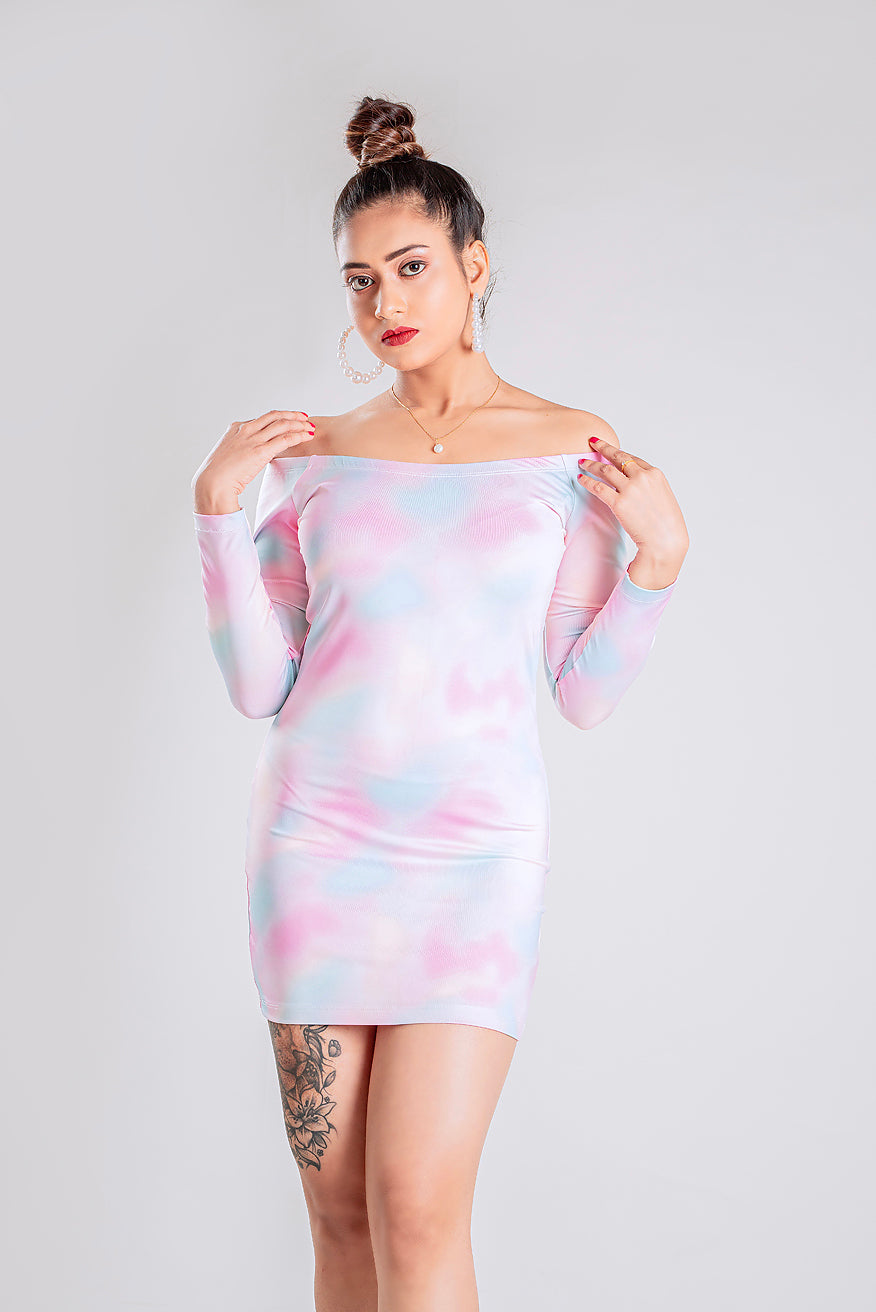 DRAPED MINI DRESS - COTTON CANDY