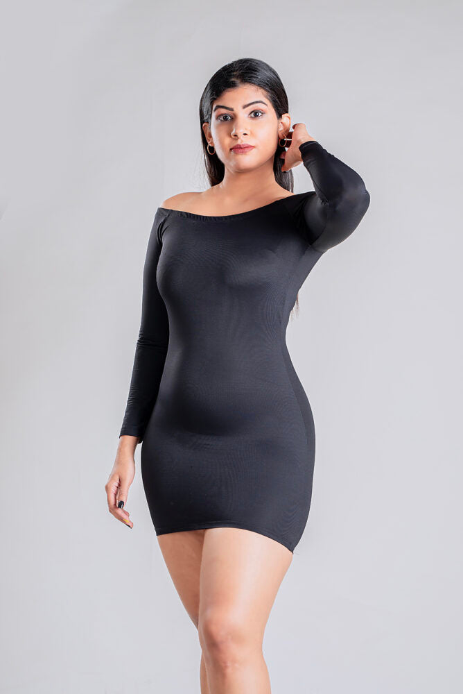 DRAPED MINI DRESS - Black