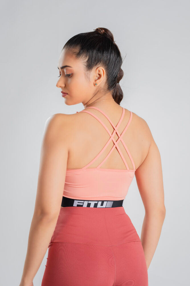 Bandeau Sports Bra - Peach